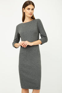 Grey Fitted Knit Dress