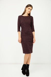 Woollen Aubergine Winter Fitted Dress