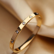 Load image into Gallery viewer, 18 K Crystal Bangle Bracelet Gold Plated