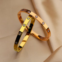 Load image into Gallery viewer, 18 K Crystal Bangle Bracelet Gold Plated