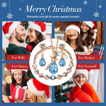 Load image into Gallery viewer, CDE Women Gold Jewelry Set Embellished with Blue Crystal Rose Necklace