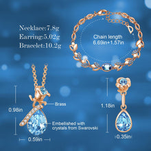 Load image into Gallery viewer, CDE Women Gold Jewelry Set Embellished with Blue Crystal Rose Necklace