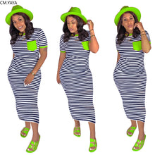 Load image into Gallery viewer, Striped o neck short sleeve with pocket slim