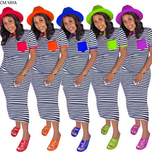 Load image into Gallery viewer, Striped o neck short sleeve with pocket slim
