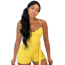Load image into Gallery viewer, Women Playsuit Solid Strap V neck Strechy Bandage Sashes - Sophornlilly