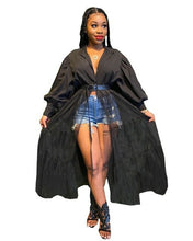 Load image into Gallery viewer, Summer Long Sleeve Maxi Blouses Mesh Patchwork