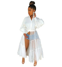 Load image into Gallery viewer, Summer Long Sleeve Maxi Blouses Mesh Patchwork