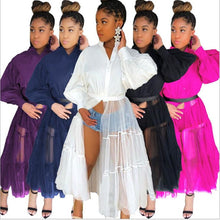 Load image into Gallery viewer, Summer Long Sleeve Maxi Blouses Mesh Patchwork