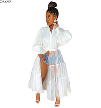 Load image into Gallery viewer, Summer Long Sleeve Maxi Blouses Mesh Patchwork