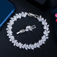 Load image into Gallery viewer, CWWZircons Rose Gold Color White Cubic Zirconia Leaf Pattern Bracelets