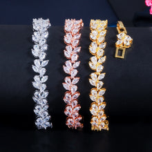 Load image into Gallery viewer, CWWZircons Rose Gold Color White Cubic Zirconia Leaf Pattern Bracelets