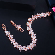 Load image into Gallery viewer, CWWZircons Rose Gold Color White Cubic Zirconia Leaf Pattern Bracelets