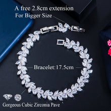 Load image into Gallery viewer, CWWZircons Rose Gold Color White Cubic Zirconia Leaf Pattern Bracelets