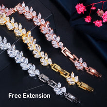 Load image into Gallery viewer, CWWZircons Rose Gold Color White Cubic Zirconia Leaf Pattern Bracelets