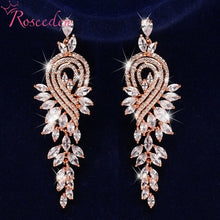 Load image into Gallery viewer, CZ Crystal Women Wedding Jewelry Long Bridal Earrings Clear Cubic - Sophornlilly
