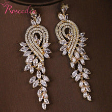 Load image into Gallery viewer, CZ Crystal Women Wedding Jewelry Long Bridal Earrings Clear Cubic - Sophornlilly