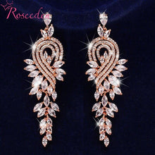 Load image into Gallery viewer, CZ Crystal Women Wedding Jewelry Long Bridal Earrings Clear Cubic - Sophornlilly