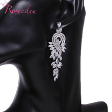 Load image into Gallery viewer, CZ Crystal Women Wedding Jewelry Long Bridal Earrings Clear Cubic - Sophornlilly