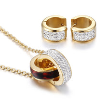 Load image into Gallery viewer, Calssic Necklace Earrings Gold Jewelry Set for Women Clear Crystal