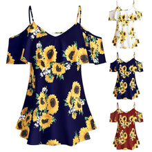 Load image into Gallery viewer, Camisetas Verano Mujer Plus Size Women Sunflower Printed Camis Short - Sophornlilly