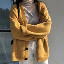 Load image into Gallery viewer, Cardigan Autumn V Neck Pockets Knitted Sweater Long