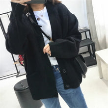 Load image into Gallery viewer, Cardigan Autumn V Neck Pockets Knitted Sweater Long