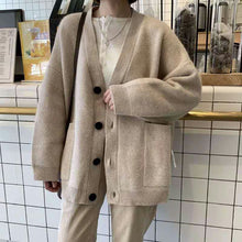 Load image into Gallery viewer, Cardigan Autumn V Neck Pockets Knitted Sweater Long