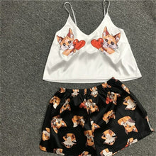 Load image into Gallery viewer, Cartoon Animal Print Mooie Nachtkleding Thuis Pak Zomer V hals Sexy