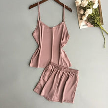 Load image into Gallery viewer, Casual Basic Style Short Set Women Summer Sexy V neck Solid Tank Tops