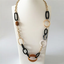 Load image into Gallery viewer, Casual Gold Color Plating Black Brown Acrylic Antique Metallic Linked