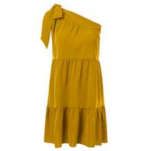 Load image into Gallery viewer, Casual Inclined Shoulder Sleeveless Elastic Waist Mini Dress
