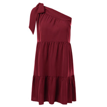 Load image into Gallery viewer, Casual Inclined Shoulder Sleeveless Elastic Waist Mini Dress