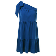 Load image into Gallery viewer, Casual Inclined Shoulder Sleeveless Elastic Waist Mini Dress