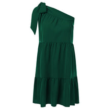 Load image into Gallery viewer, Casual Inclined Shoulder Sleeveless Elastic Waist Mini Dress