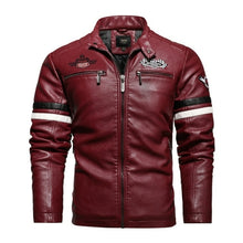 Load image into Gallery viewer, Casual Motor Spliced Leather Jacket Men New Vogue Biker