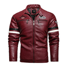 Load image into Gallery viewer, Casual Motor Spliced Leather Jacket Men New Vogue Biker