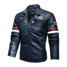 Load image into Gallery viewer, Casual Motor Spliced Leather Jacket Men New Vogue Biker