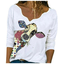 Load image into Gallery viewer, Casual Plus Size Women's Shirt Long Sleeves Printing V neck Blouse