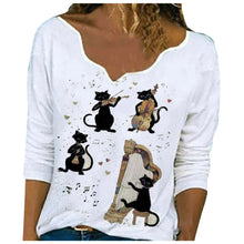 Load image into Gallery viewer, Casual Plus Size Women&#39;s Shirt Long Sleeves Printing V neck Blouse