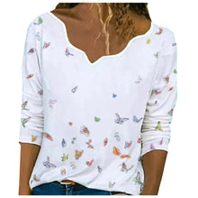 Load image into Gallery viewer, Casual Plus Size Women&#39;s Shirt Long Sleeves Printing V neck Blouse