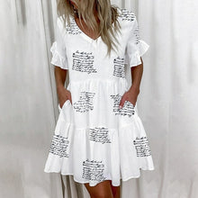 Load image into Gallery viewer, Casual Ruffles Loose V Neck Dress Short Sleeve Floral