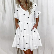 Load image into Gallery viewer, Casual Ruffles Loose V Neck Dress Short Sleeve Floral