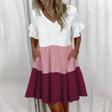 Load image into Gallery viewer, Casual Ruffles Loose V Neck Dress Short Sleeve Floral