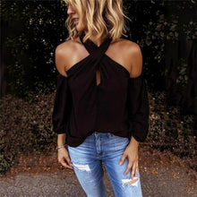 Load image into Gallery viewer, Casual Sexy Women Shirts Long Sleeve Fashion Solid Color Halter Neck