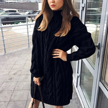 Load image into Gallery viewer, Casual Sweater Dress for Women Long Sleeve High Collar Sweater Dresses