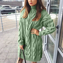Load image into Gallery viewer, Casual Sweater Dress for Women Long Sleeve High Collar Sweater Dresses
