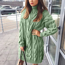Load image into Gallery viewer, Casual Sweater Dress for Women Long Sleeve High Collar Sweater Dresses