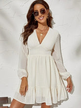 Load image into Gallery viewer, Casual White Sexy Chiffon Mesh Long Sleeve Dress Women  Ruffle Beach