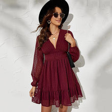Load image into Gallery viewer, Casual White Sexy Chiffon Mesh Long Sleeve Dress Women  Ruffle Beach