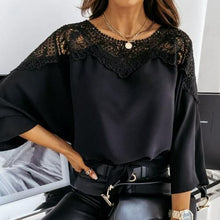 Load image into Gallery viewer, Casual Women Batwing Sleeve Solid Blouse Elegant Spring Lace Crochet - Sophornlilly